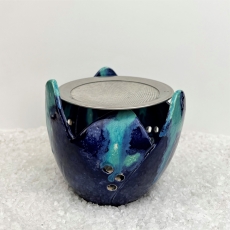 Räucherofen Magnolie (türkis-blau) - inkl. Teelicht, Sieb und Sand